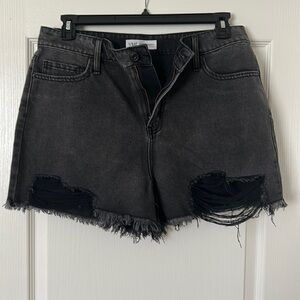 Black denim shorts